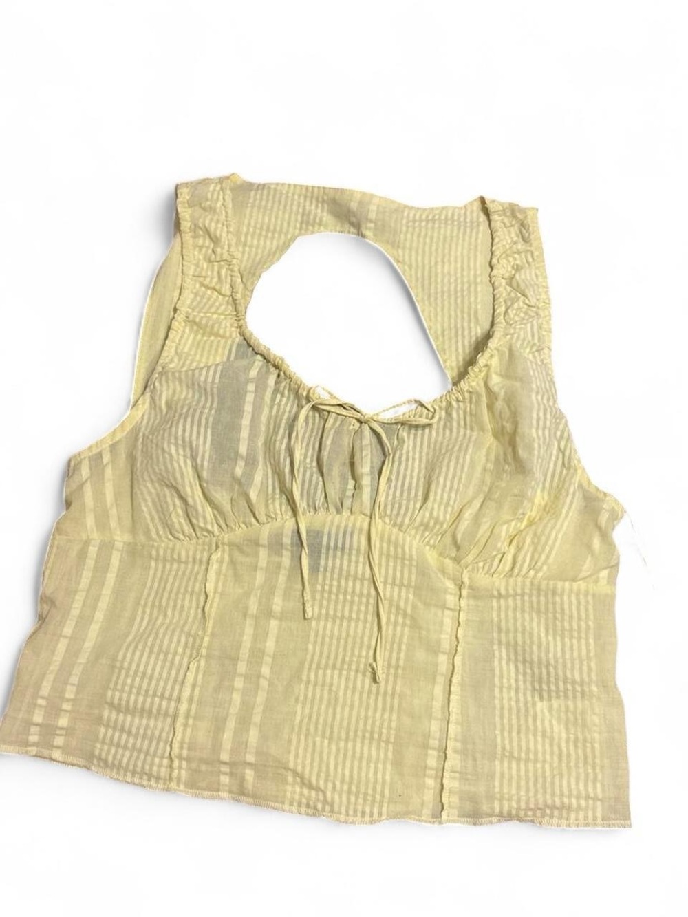 Light Yellow Sleeveless Tie-Front Women's Top